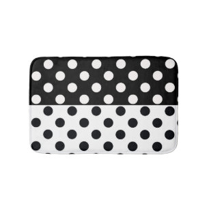 Black White Half Colour Split Inverse Polka Dots Bath Mat