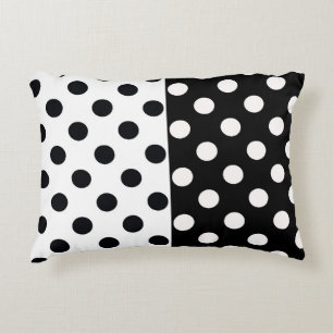 Black White Half Colour Split Inverse Polka Dots Decorative Cushion