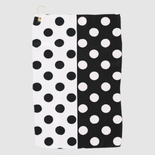 Black White Half Colour Split Inverse Polka Dots Golf Towel