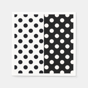 Black White Half Colour Split Inverse Polka Dots Napkin