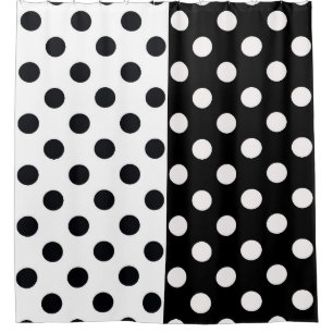 Black White Half Colour Split Inverse Polka Dots Shower Curtain