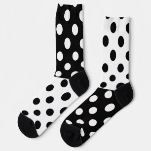 Black White Half Colour Split Inverse Polka Dots Socks