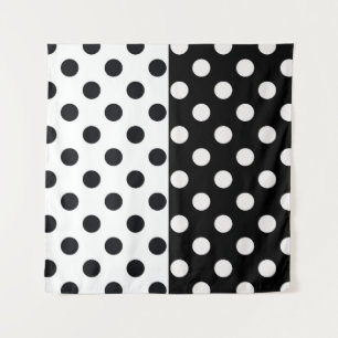 Black White Half Colour Split Inverse Polka Dots Tapestry