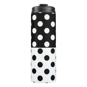 Black White Half Colour Split Inverse Polka Dots Thermal Tumbler