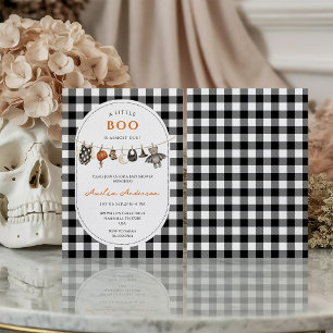 Black white Halloween bear Baby shower Invitation