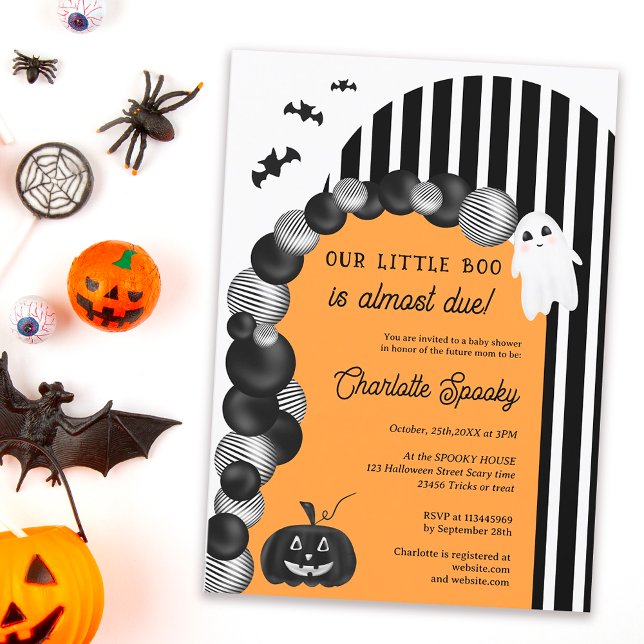 Black white Halloween little boo baby shower Invitation (Black white Halloween little boo baby shower Invitation orange)