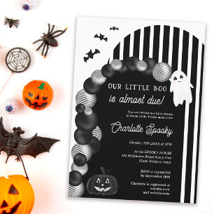Black white Halloween little boo baby shower Invitation