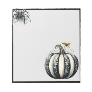 Black & White Halloween Pumpkin with Spider Notepad