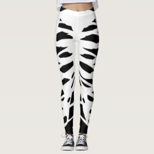 BLACK white halloween rib skeleton leggings 