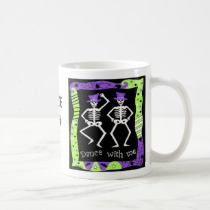 Black White Halloween Skeleton Bones Dance Coffee Mug