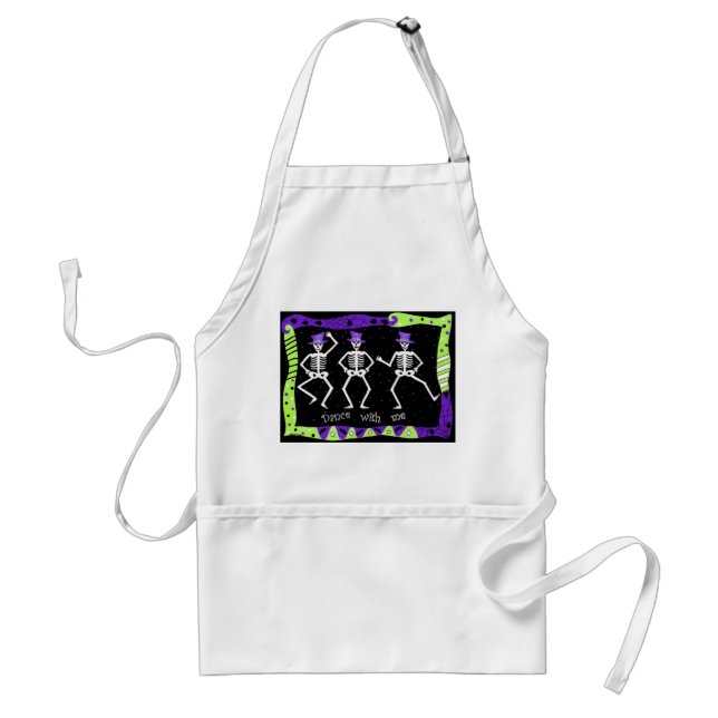 Black White Halloween Skeleton Bones Dance Standard Apron (Front)