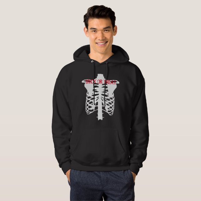 black white halloween skeleton hoodies sweatshirts (Front Full)