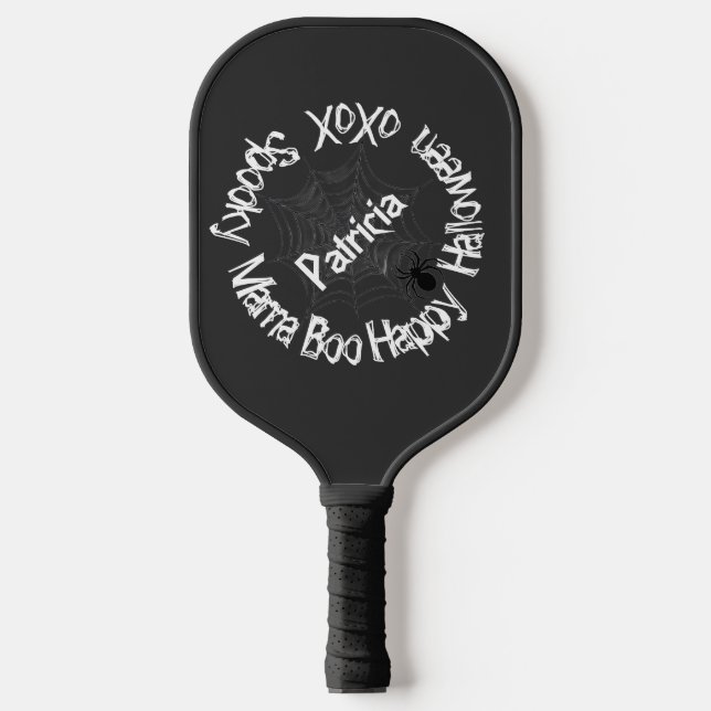 Black & White Halloween Spooky Mama Scary Modern Pickleball Paddle (Front)
