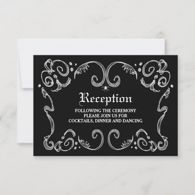 Black & White Halloween Wedding 3.5x5 Reception Invitation (Front)
