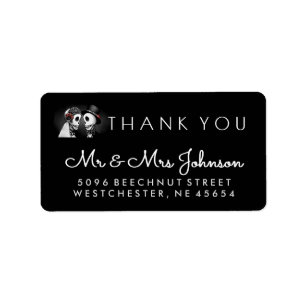 Black & White Halloween Wedding Skeleton Thank You Label