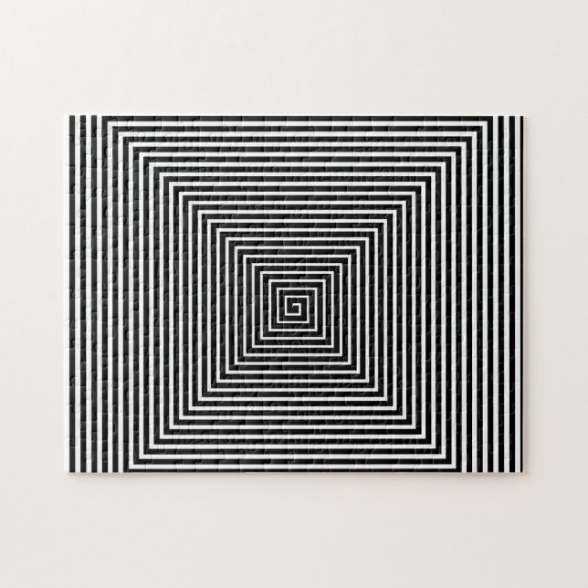 Black & White Hallway Vortex | Optical Illusion Jigsaw Puzzle (Horizontal)