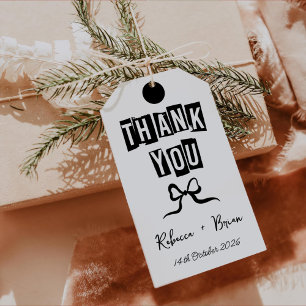 Black & White Hand Drawn Bow Wedding  Gift Tags