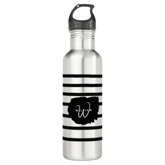 Black & White Hand Drawn Lines  710 Ml Water Bottle (Front)