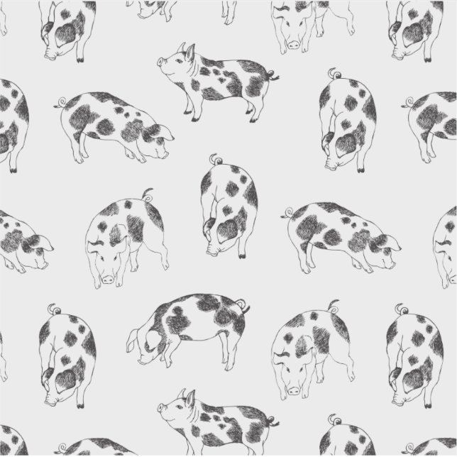 Black & white hand drawn pig cow spots pattern (Front)