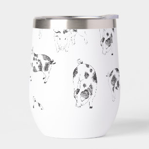 Black & white hand drawn pig cow spots pattern
