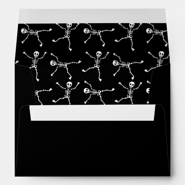 Black & White Hand Drawn Skeleton Happy Halloween Envelope (Back (Bottom))