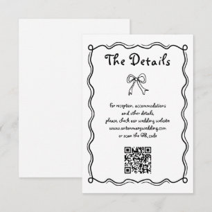Black, white Hand drawn squiggle whimsical wedding Enclosure Card