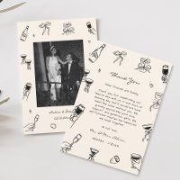 Black White Hand Drawn Wedding Save the Date Photo