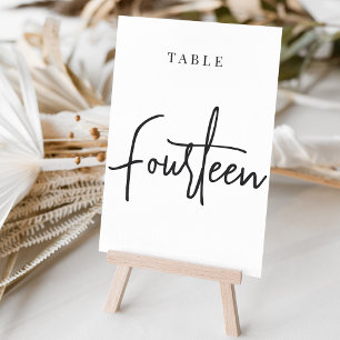 Black & White Hand Scripted Table FOURTEEN Number