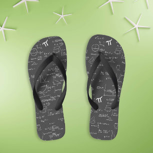 Black White Hand Written Math Formula Graphics  Flip Flops