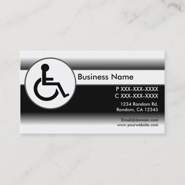 Black white handicapped symbol business cards (Front)