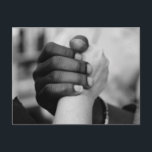 Black White Hands Together Postcard<br><div class="desc">Beautiful postcard showing a handshake between a black and white person. Come together and march for black lives. They matter so very much. Stand with your black neighbours and fight for equality.</div>