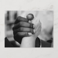Black White Hands Together Postcard