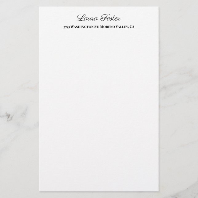 Black White Handwriting Elegant Minimalist Stylish Stationery (Front)