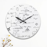 Black White Handwritten Math Equations Academic Large Clock<br><div class="desc">Get an academic touch to your office with this black clock with handwritten math equations. Great gift for mathematicians and teachers.  Illustrated and designed by Patricia Alvarez.</div>