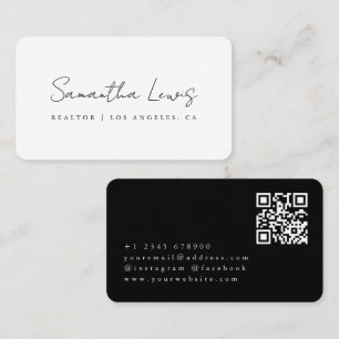 Black & White Handwritten Script Name Realtor Business Card