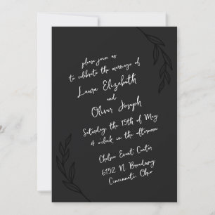 Black & White Handwritten Script Wedding Invitation