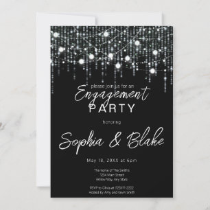 Black & White Hanging Lights Engagement Party Invitation