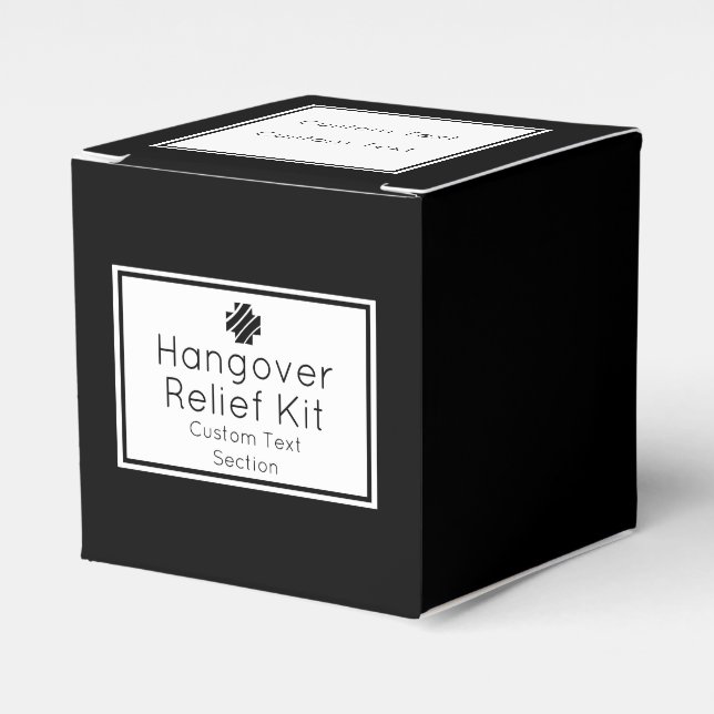 Black & White Hangover Relief Kit Favour Box (Front Side)