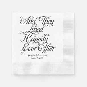 Black White Happily Ever After Wedding Napkin