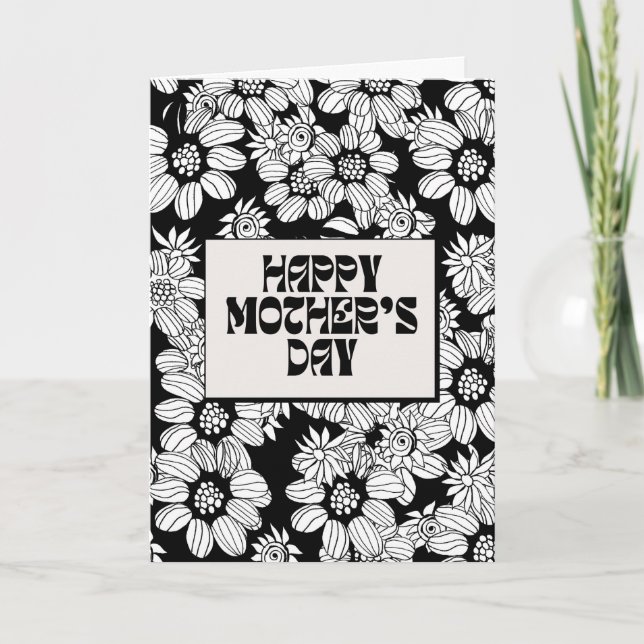 Black & White Happy Mother's Day Card (Front)