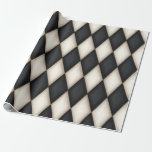 Black & White Harlequin Check Mediaeval Festive Wrapping Paper<br><div class="desc">This wrapping paper has an elegant Harlequin pattern of black and and antique white diamonds. Perfect for crafts and decorating.</div>