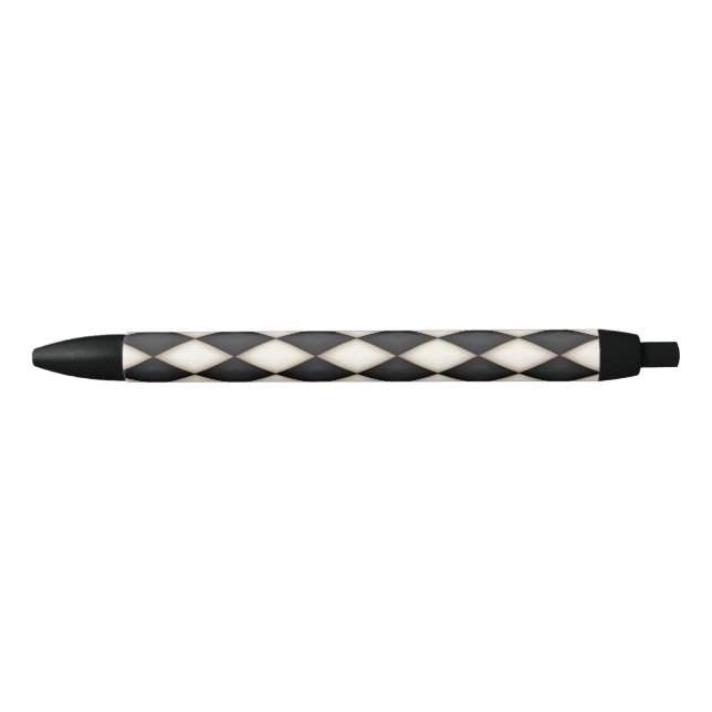 Black & White Harlequin Diamond Check Pattern Ink Pen (Front)
