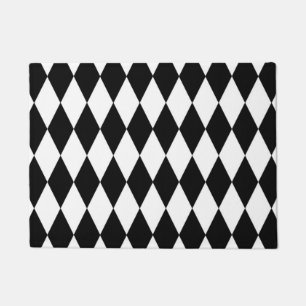 Black White Harlequin Diamonds Pattern Design Doormat