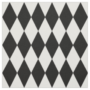 Black White Harlequin Diamonds Pattern Design Fabric