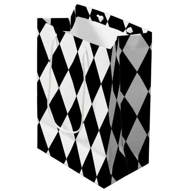 Black White Harlequin Diamonds Pattern Design  Medium Gift Bag (Creator Uploaded)