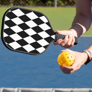 Black White Harlequin Diamonds Pattern Design Pickleball Paddle