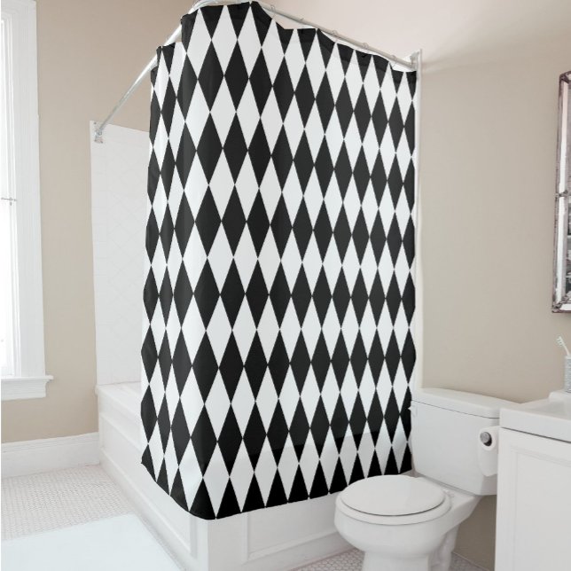 Black White Harlequin Diamonds Pattern Design  Shower Curtain (Creator Uploaded)