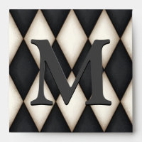 Black & White Harlequin Dramatic Custom Monogram