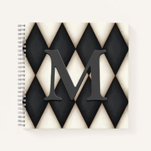 Black & White Harlequin Dramatic Custom Monogram Notebook
