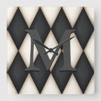 Black & White Harlequin Dramatic Custom Monogram